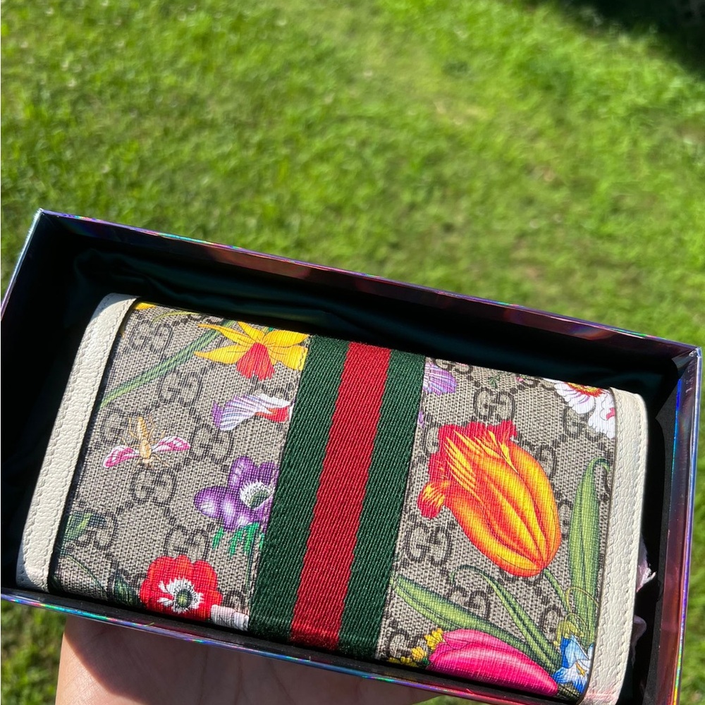 Gucci Multicolor Floral Wallet with GG Monogram Spring Edition - Picture 6 of 13